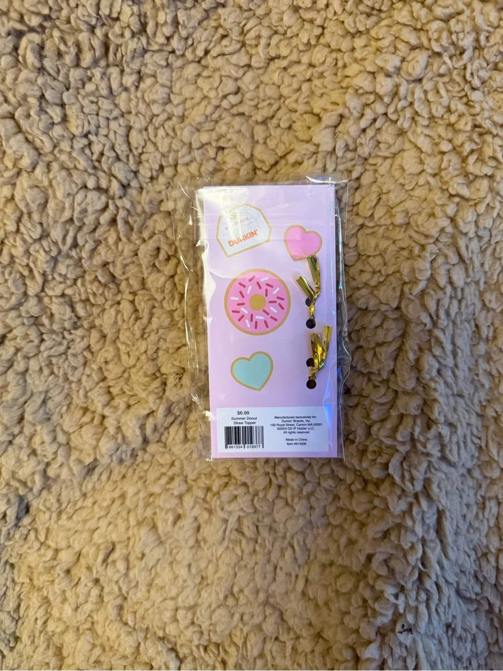 Dunkin' Pink Donut Straw Topper